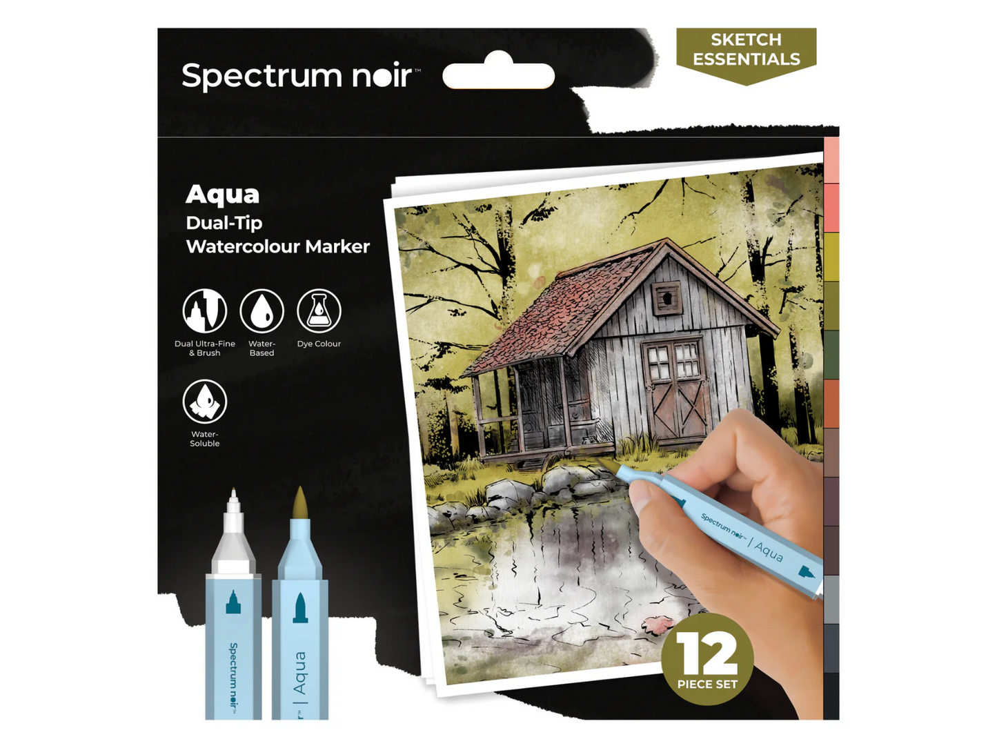 Spectrum Noir-Aqua 12pc-Sketch Essentials