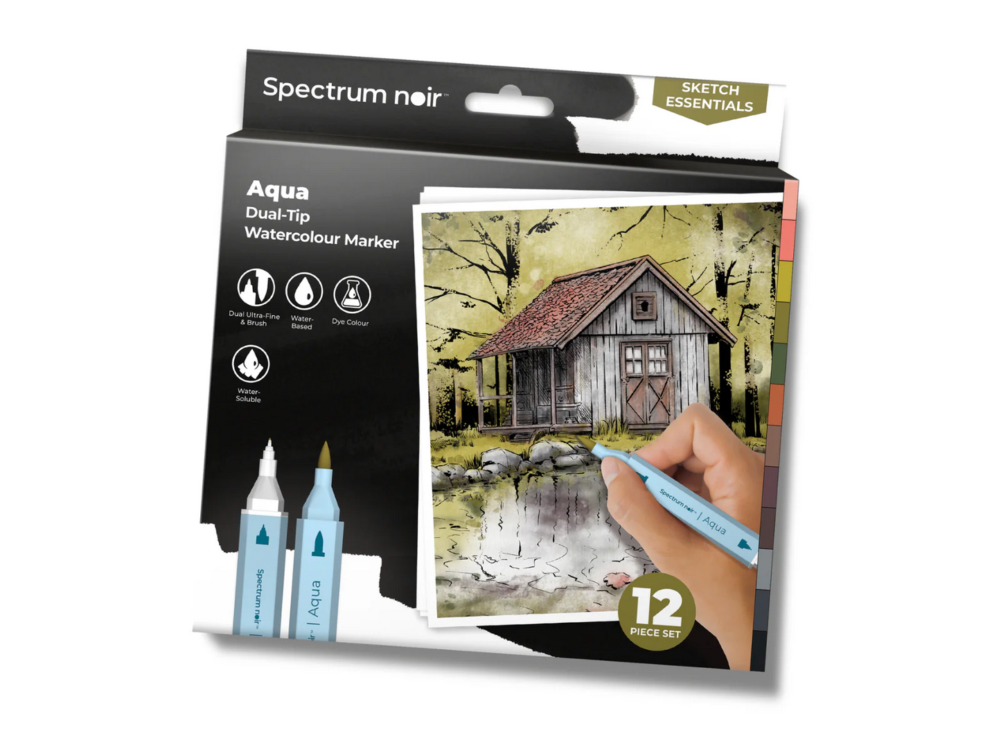 Spectrum Noir-Aqua 12pc-Sketch Essentials