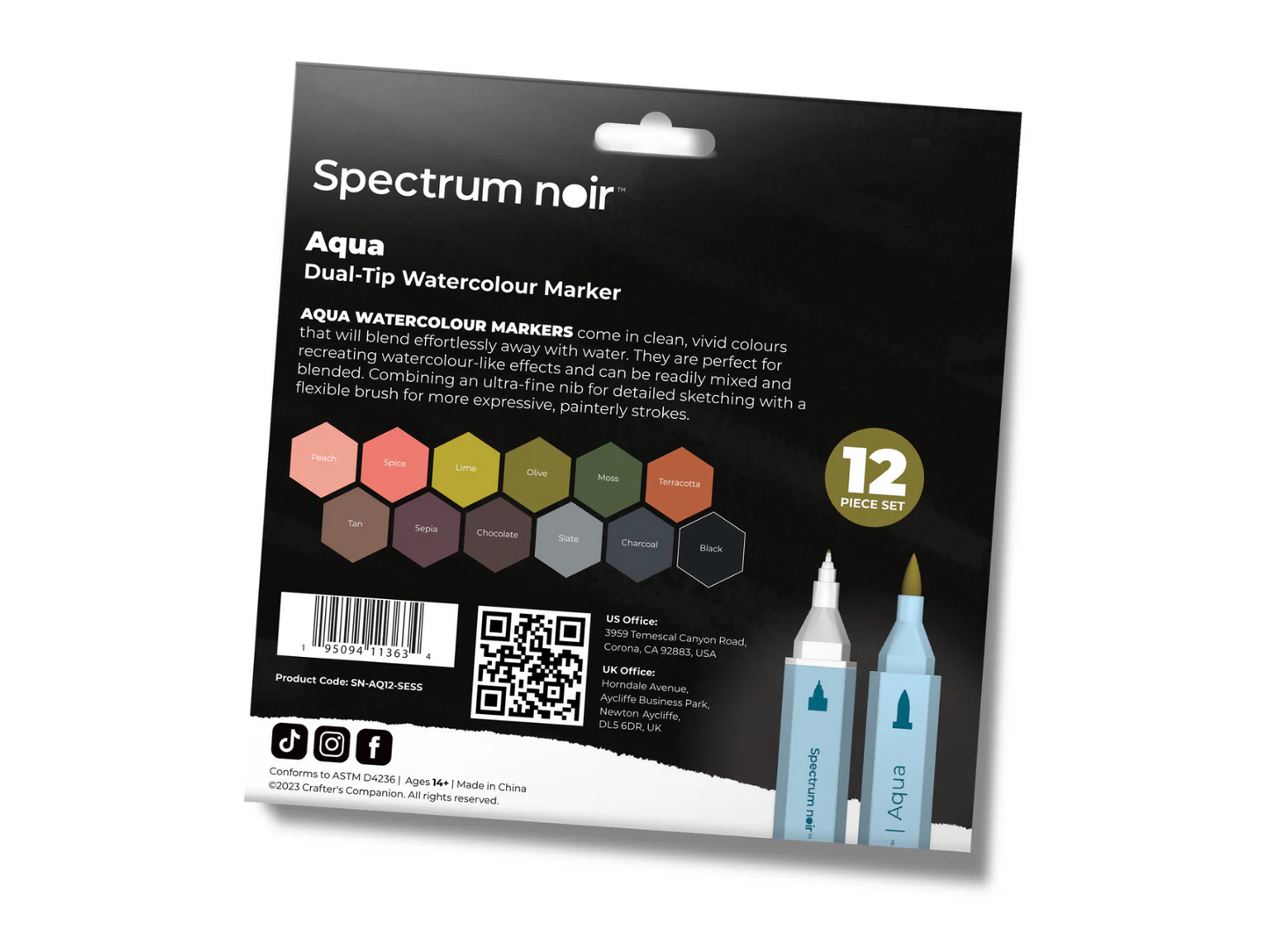Spectrum Noir-Aqua 12pc-Sketch Essentials