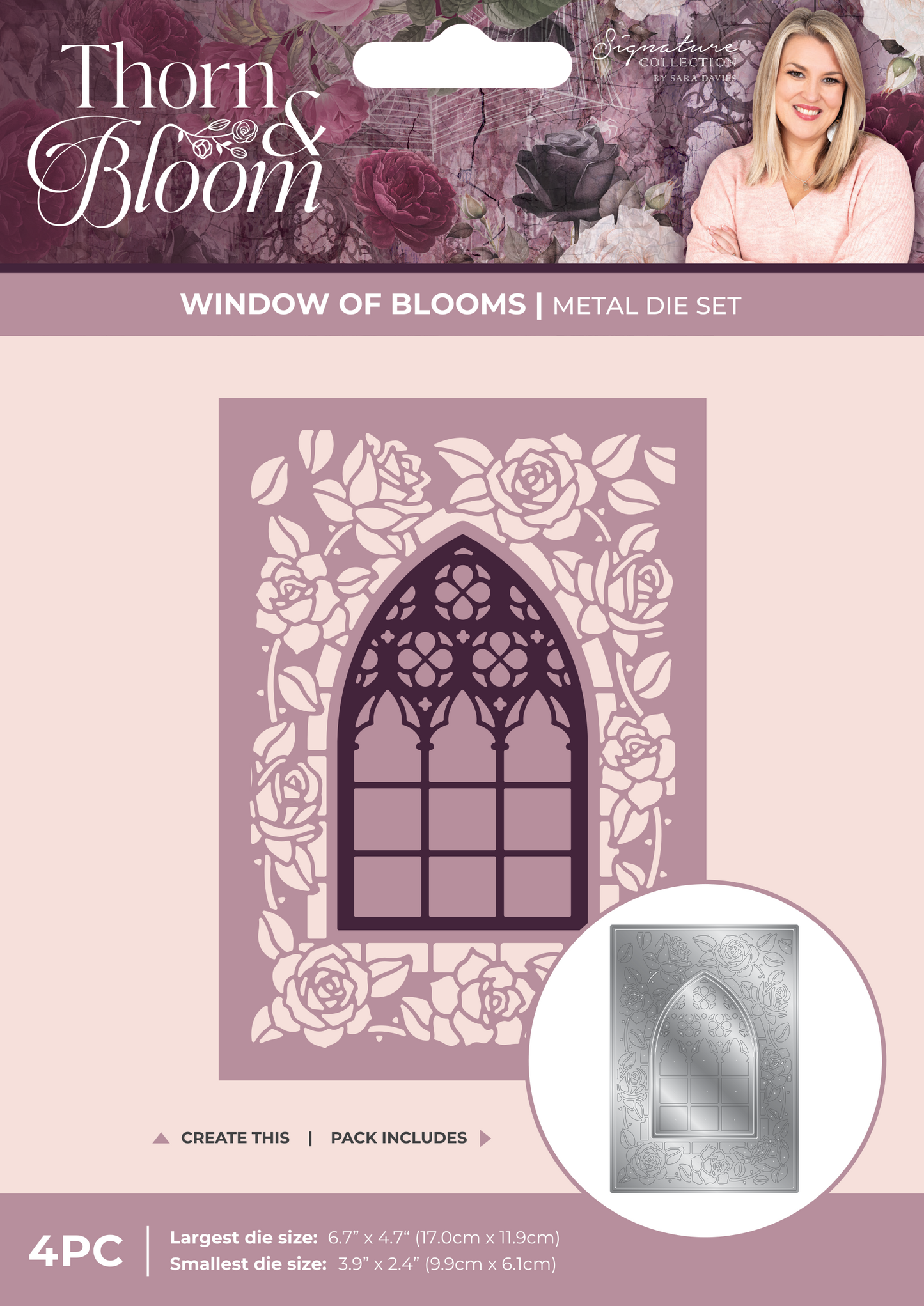 Sara Signature Thorn & Bloom Metal Die Create-a-Card - Window of Blooms