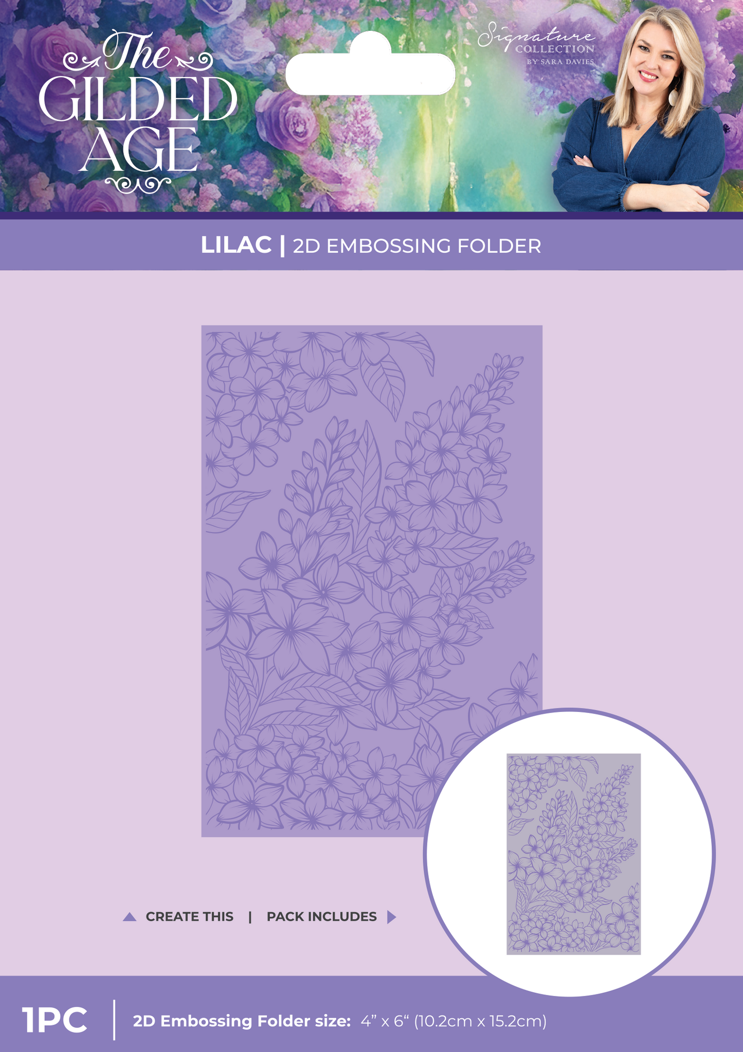 Sara Signature The Gilded Age 6" x 4" 2D Embossing Folder - Lilac