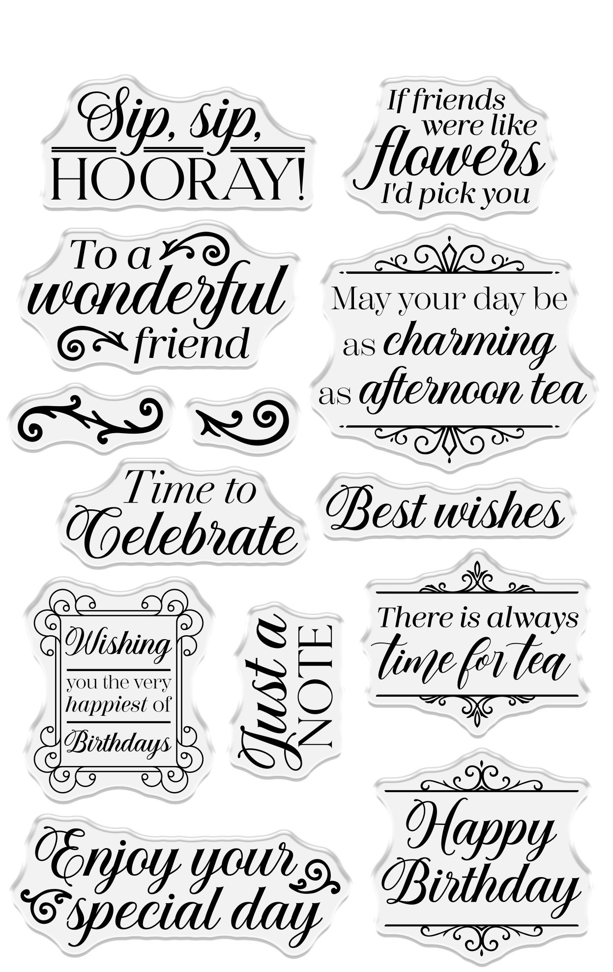 Sara Signature The Gilded Age Clear Acrylic Stamp - Sip, Sip Hooray!