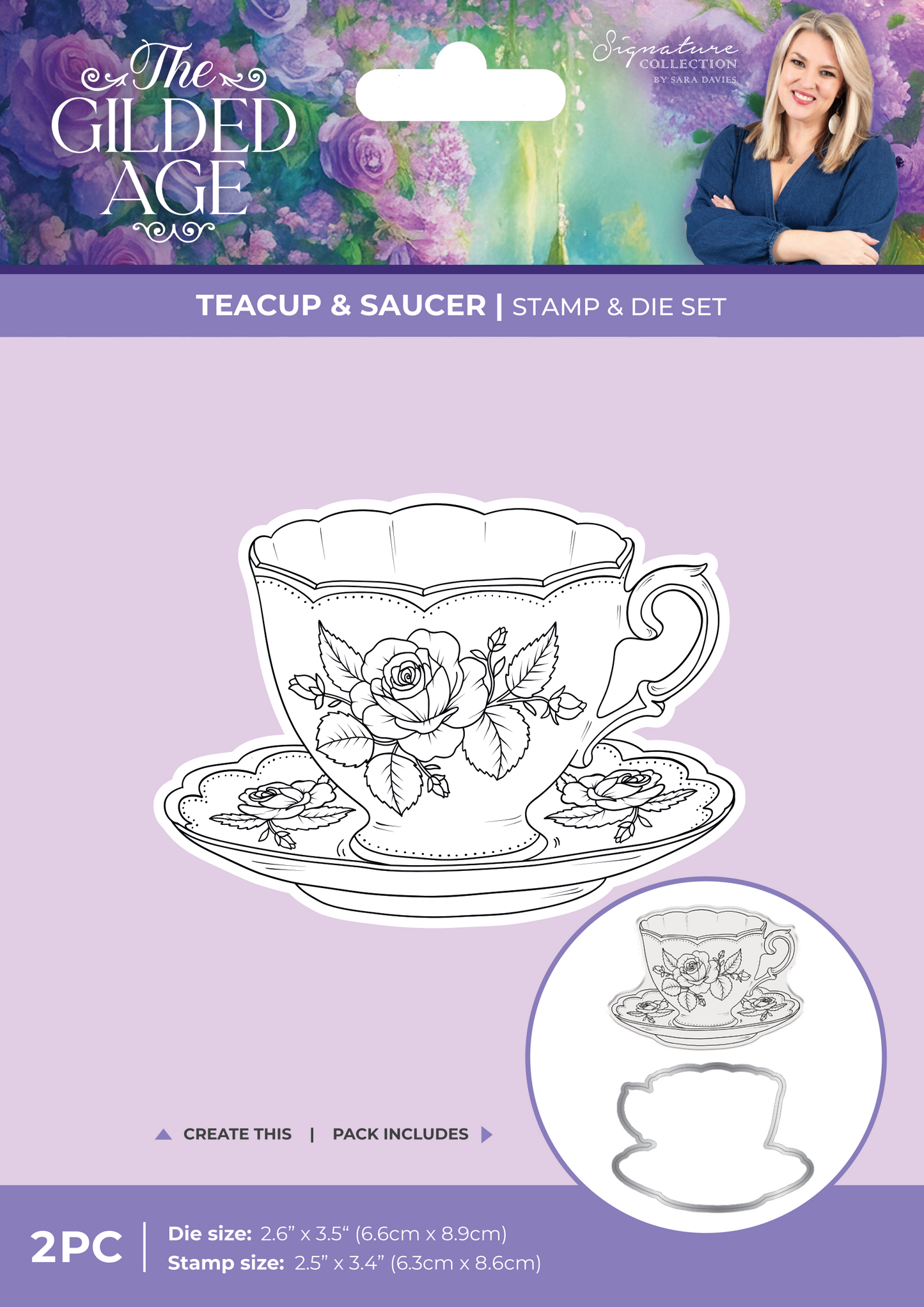 Sara Signature The Gilded Age Stamp & Die - Teacup & Saucer