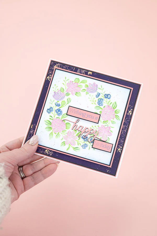Sara Signature Floral Elegance 5" x 5" Layering Stencil Set - Floral Wreath