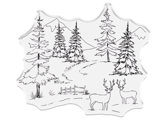Sara Signature Christmas Rose Clear Acrylic Stamp - Forest Glade