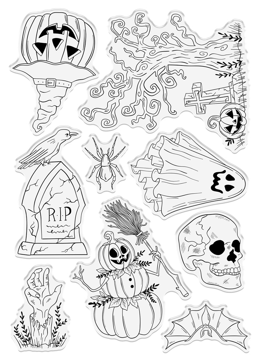 Vintage Halloween Clear Acrylic Stamps - Vintage Halloween