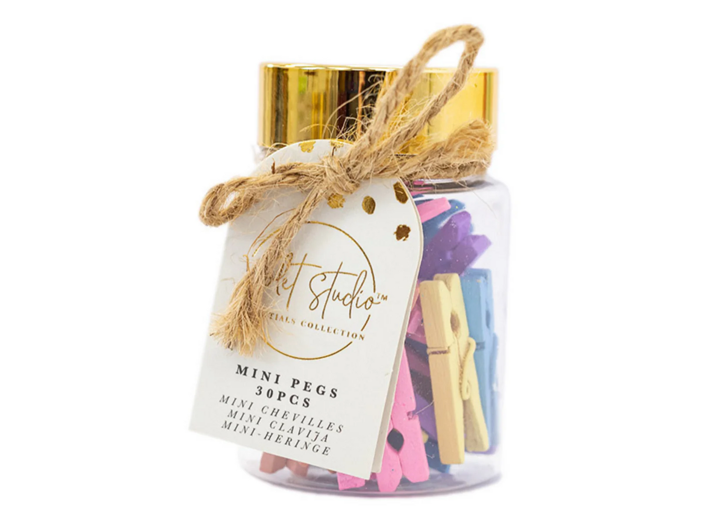 Violet Studios Mini Pegs Jar - Pastels - 30pcs