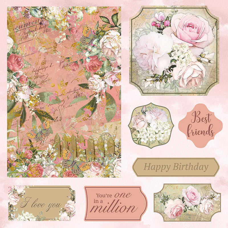 Nature's Garden Vintage Rose 8 " x 8" Topper Pad