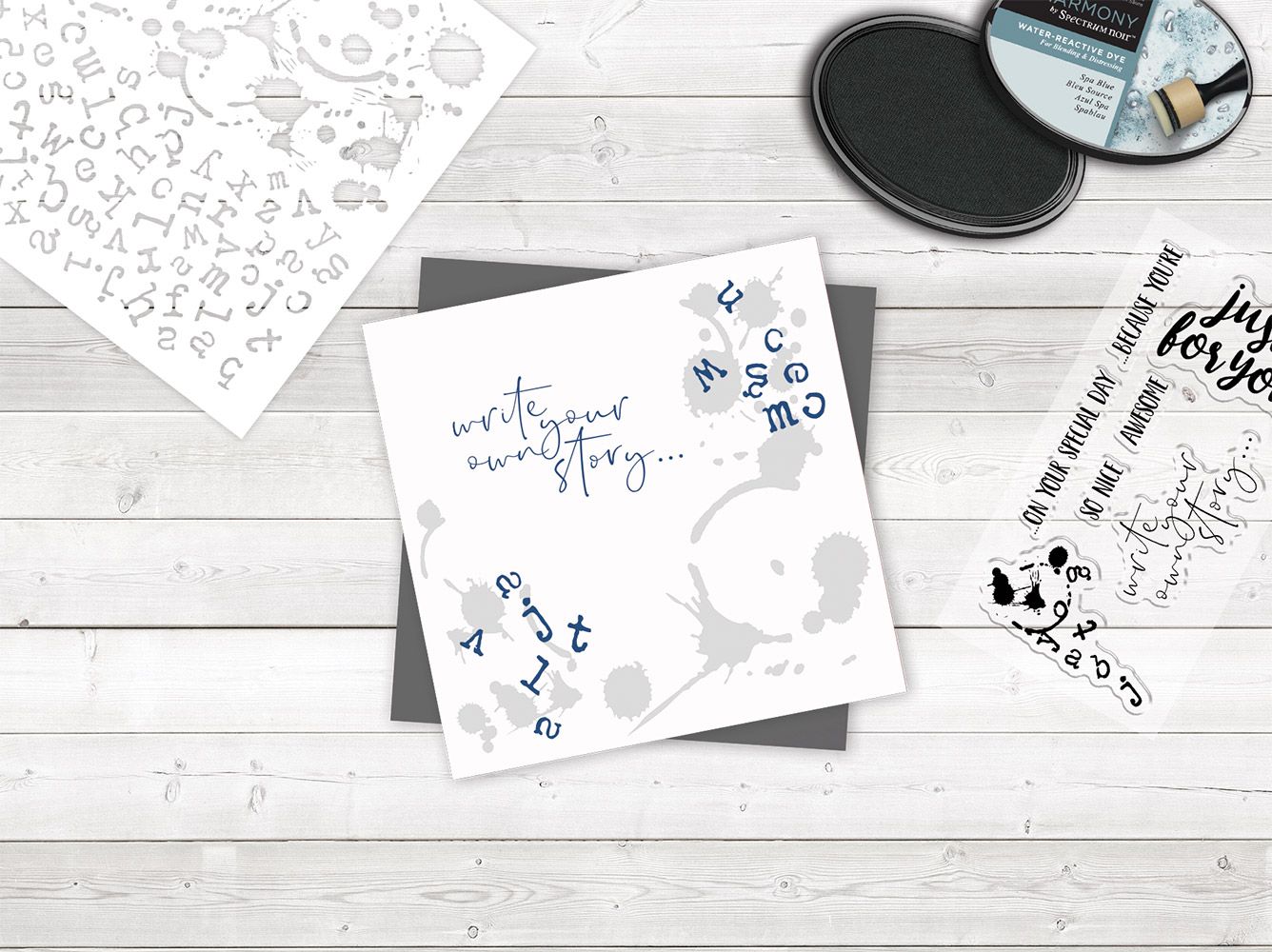 Crafters Companion Background Stencil & Focal Stamps - Write Your Own Story