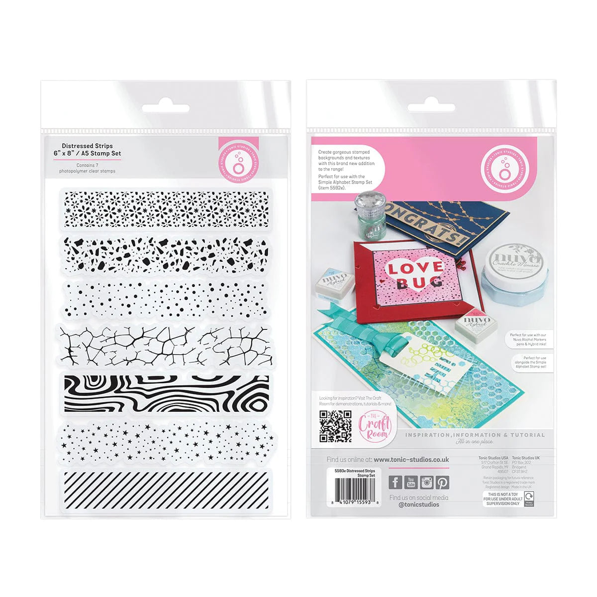 Distressed Strips 6"x8"/A5 Stamp Set - 5593e