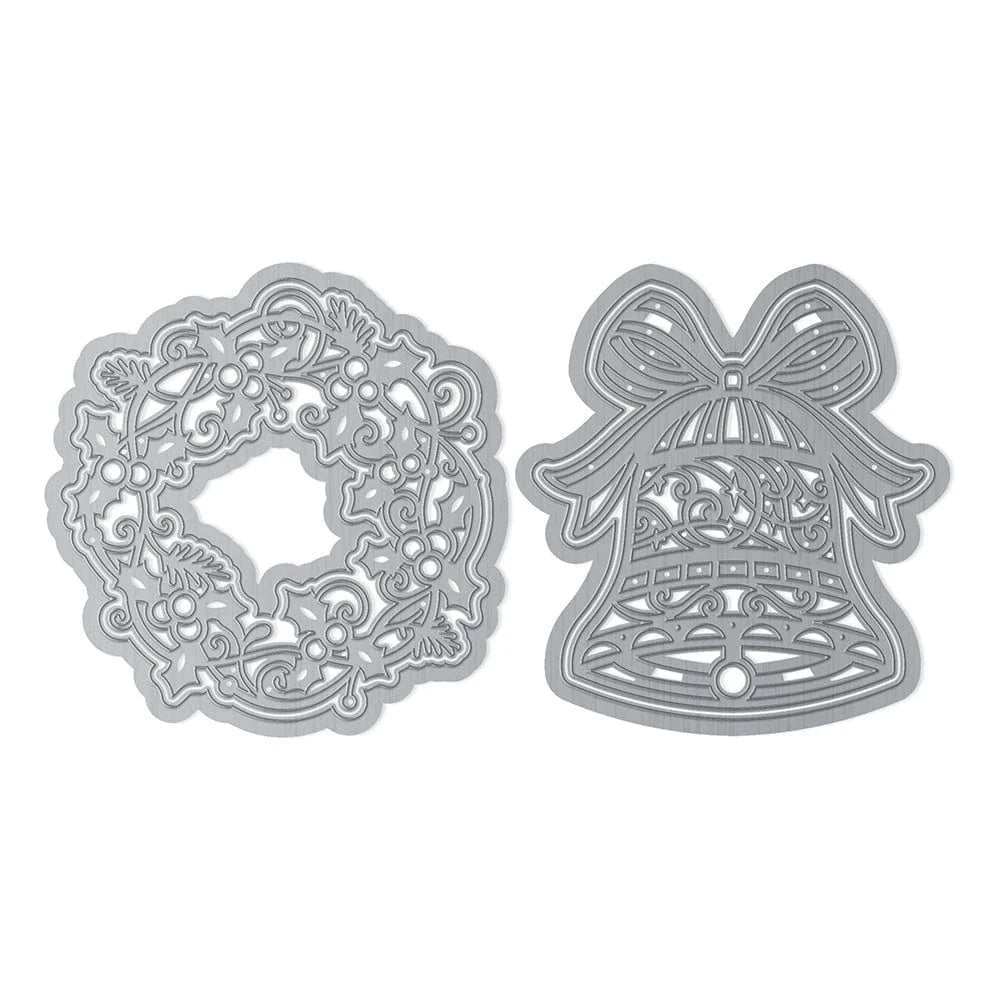 Season's Greetings Festive Bell & Wreath Die Set - 5229e