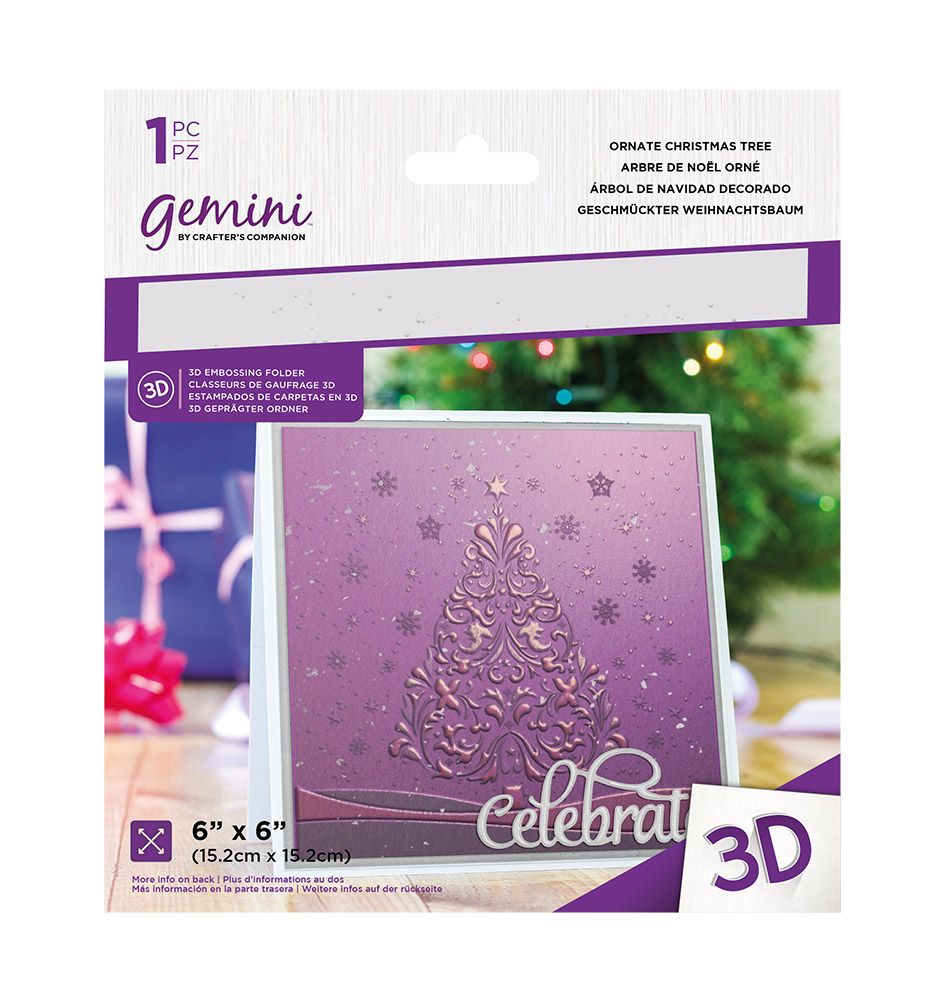 Gemini 6 x 6 3D Embossing Folder - Ornate Christmas Tree
