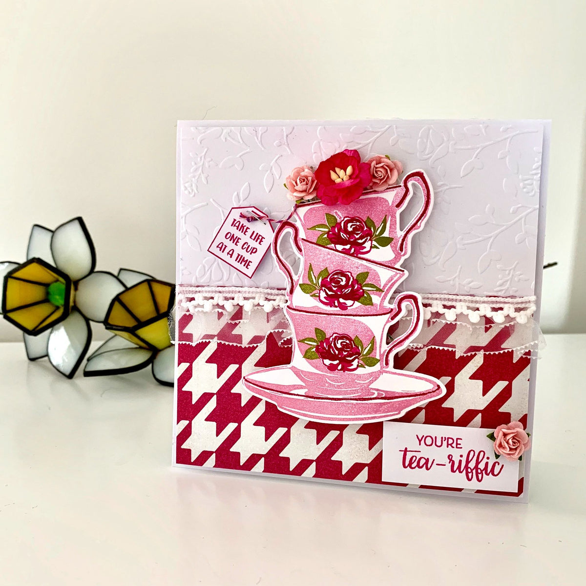 Crafters Companion Photopolymer Layering Stamp - Floral Tea Cups
