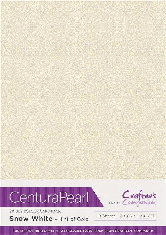 Crafters Companion Centura Pearl Snow White Hint of Gold A4 Printable Card Pack - 10 Sheets