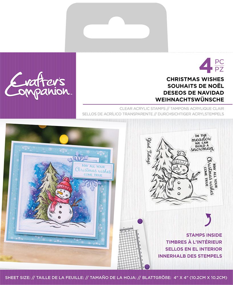 Crafters Companion 4 x 4 Clear Acrylic Stamp Set- Christmas Wishes
