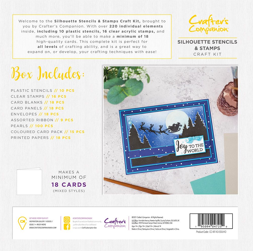 Crafter's Companion - Monthly Craft Kit -Stencils & Silhouette Stamps Box 43