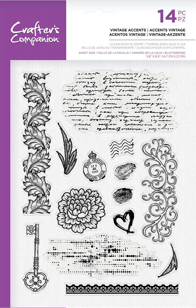 Crafters Companion Clear Acrylic Stamp - Vintage Accents