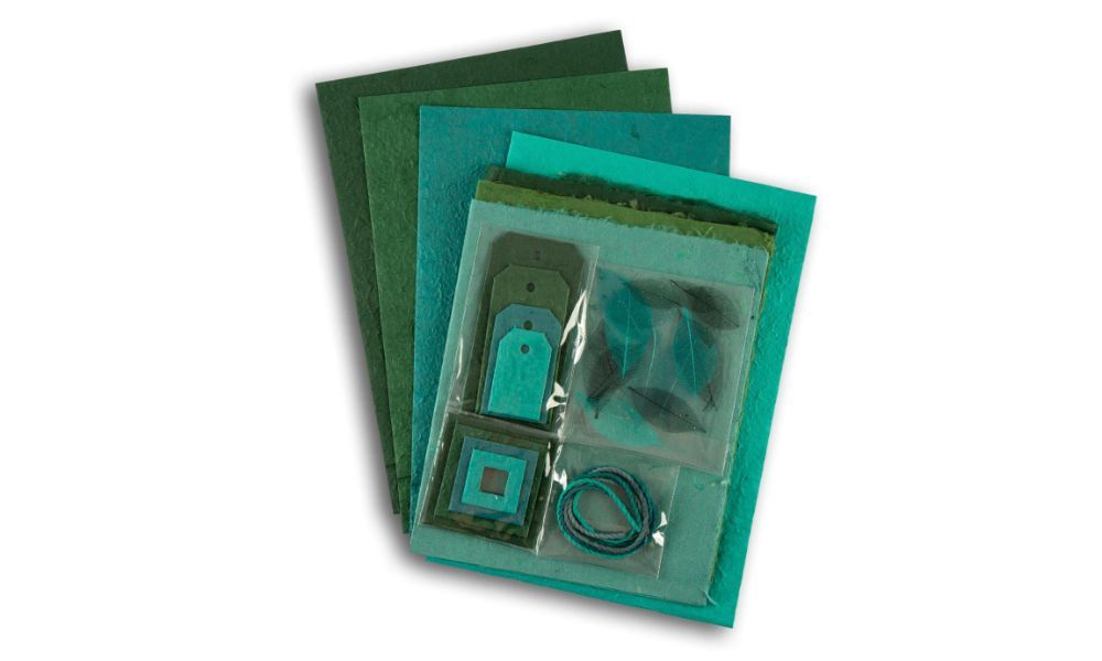 Paper Dienamics Natural Paper Arts Set-Teal Greens