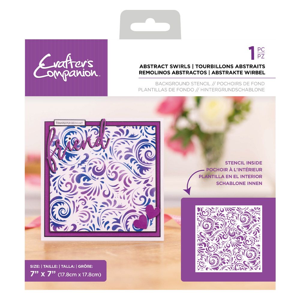Crafters Companion Stencil 7 x 7" - Abstract Swirls
