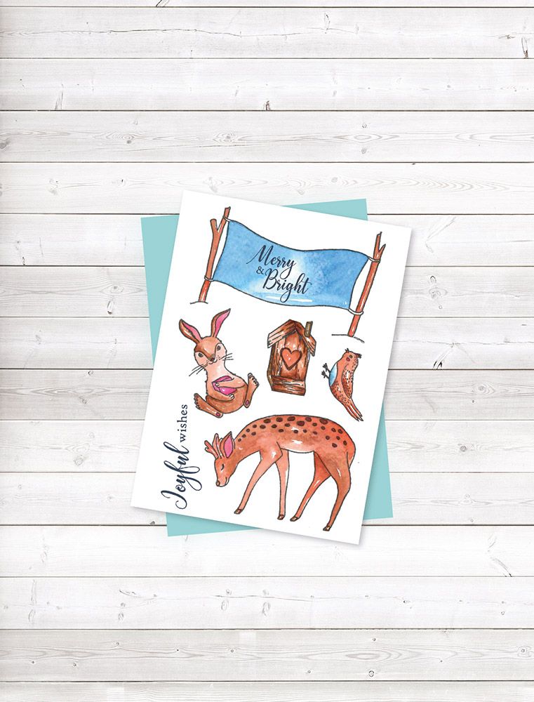 Sara Signature Watercolour Christmas Acrylic Stamp Set - Joyful Wishes