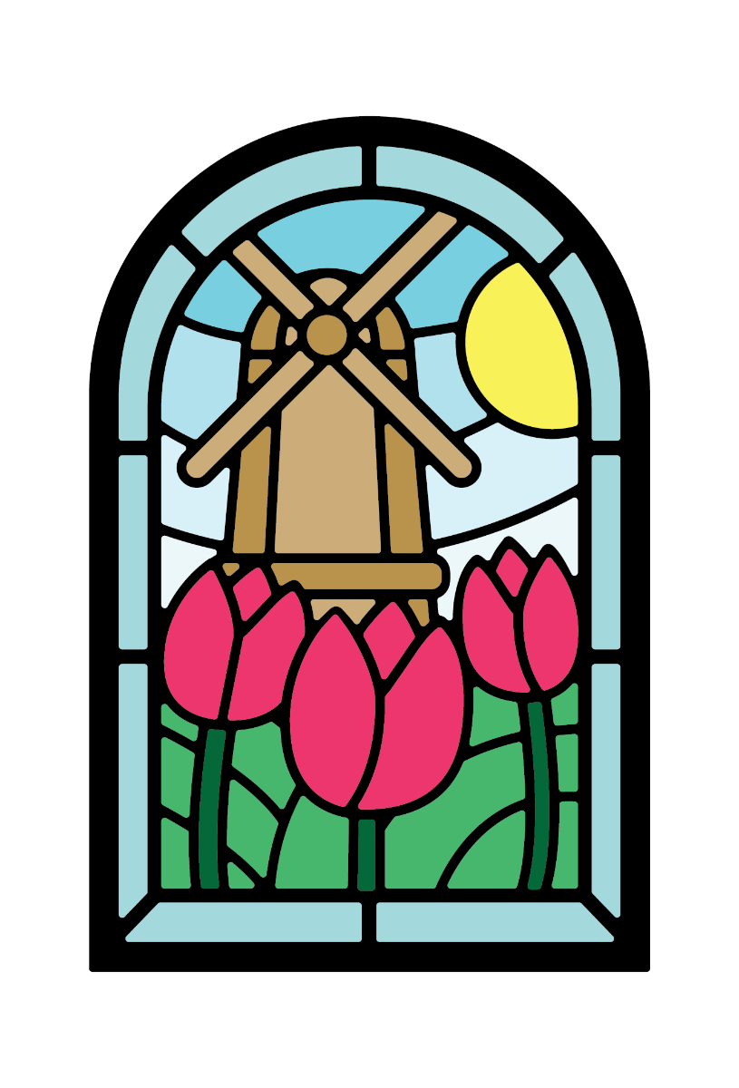 Gemini Stained Glass Window Die - Windmill Window