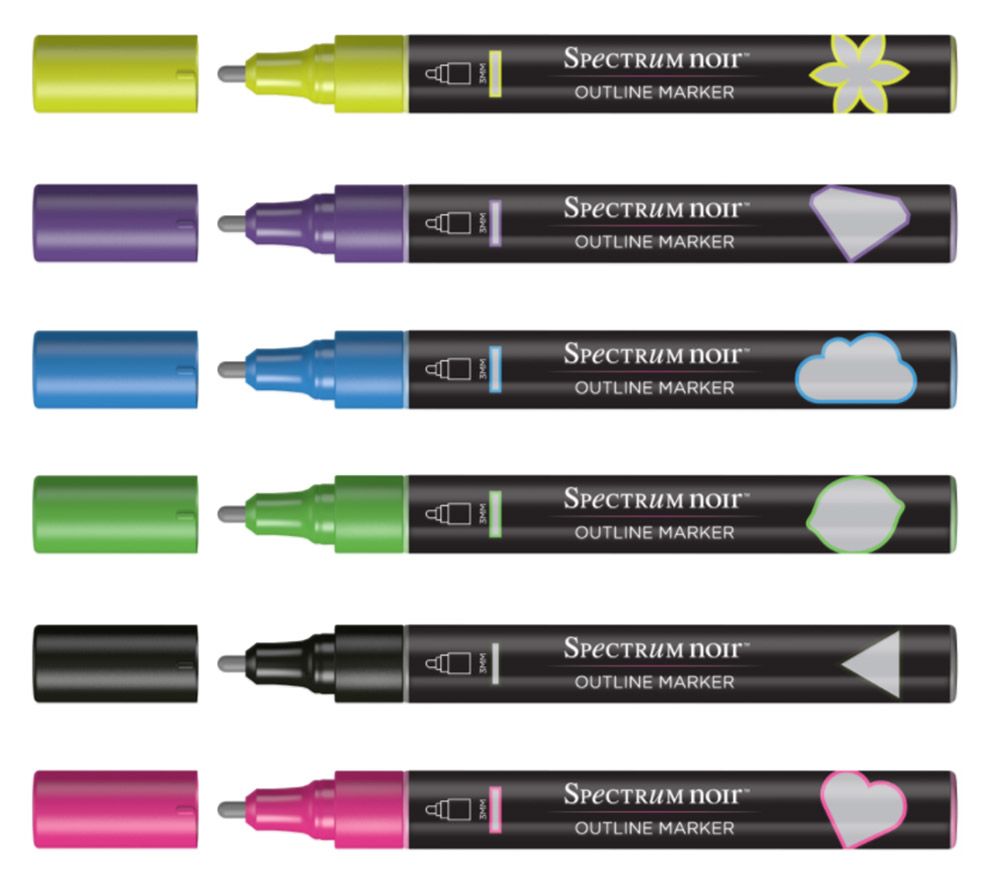 Spectrum Noir - Outline Markers - Dazzling Brights - 6pc Set