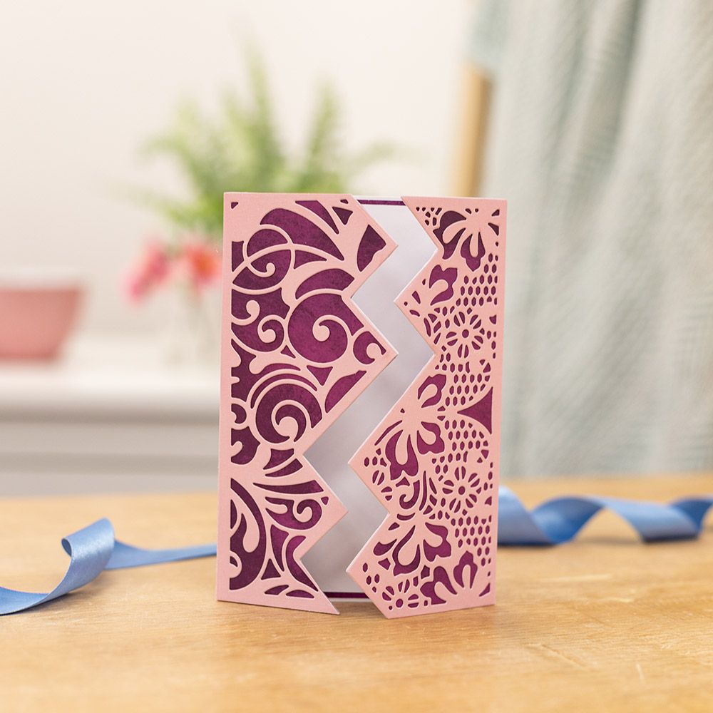 Gemini Decorative Gatefold Create-a-Card Die - Lace and Scrolls