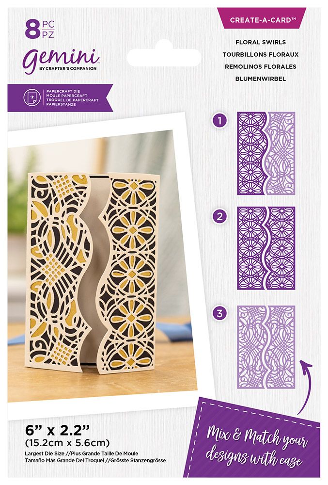 Gemini Decorative Gatefold Create-a-Card Die - Floral Swirls