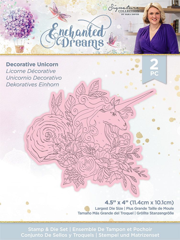 Sara Signature - Enchanted Dreams - Stamp & Die Set - Decorative Unicorn