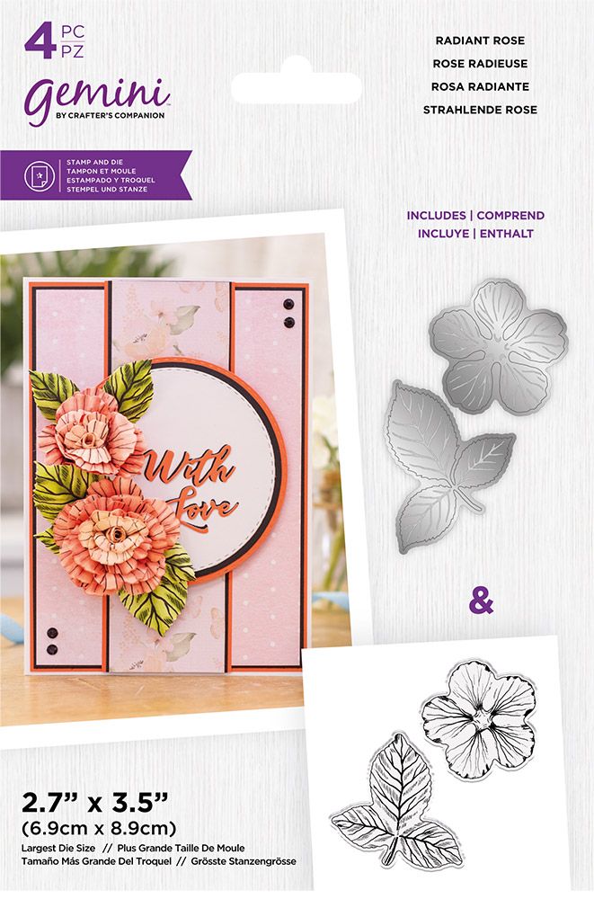 Gemini Decoupage Flower Stamp and Die - Radiant Rose