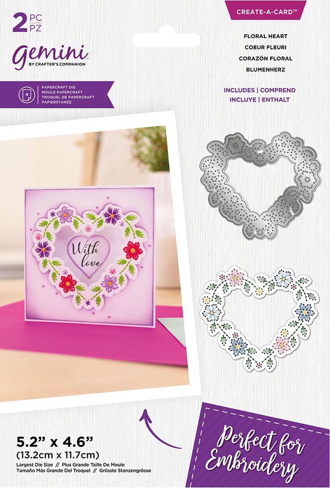 Gemini Embroidery Frame Create-a-Card Die - Floral Heart