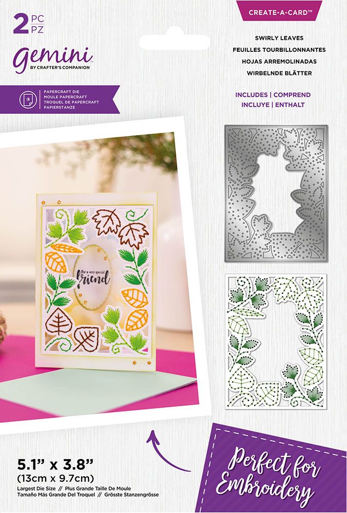 Gemini Embroidery Frame Create-a-Card Die - Swirly Leaves