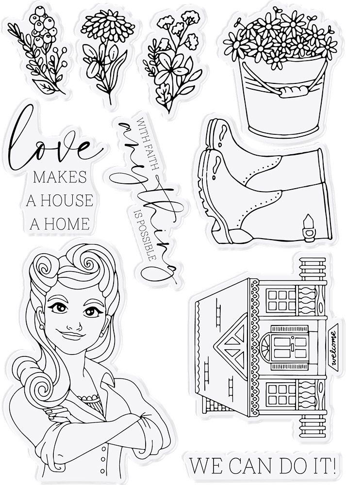Natures Garden Farmhouse Clear Acrylic Stamp - We Can Do It