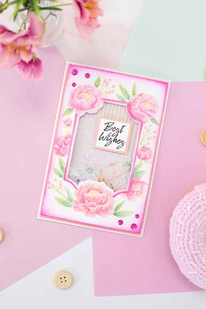 Gemini 4" x 6" Floral Frame Cut and Emboss Folder - Peony Blooms