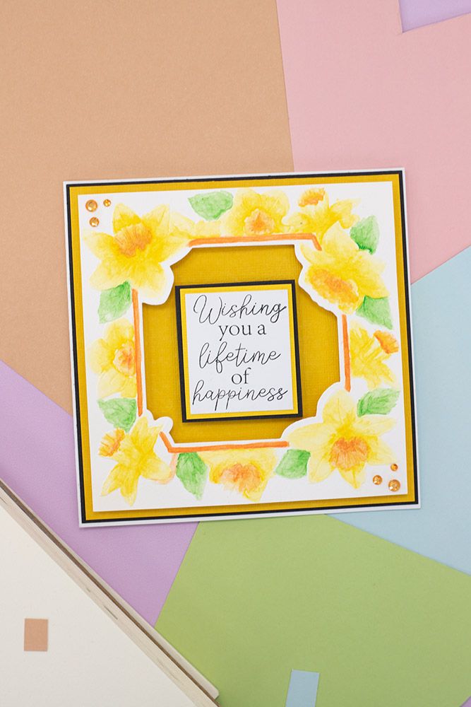 Gemini 5" x 5" Floral Frame Cut and Emboss Folder - Dancing Daffodils