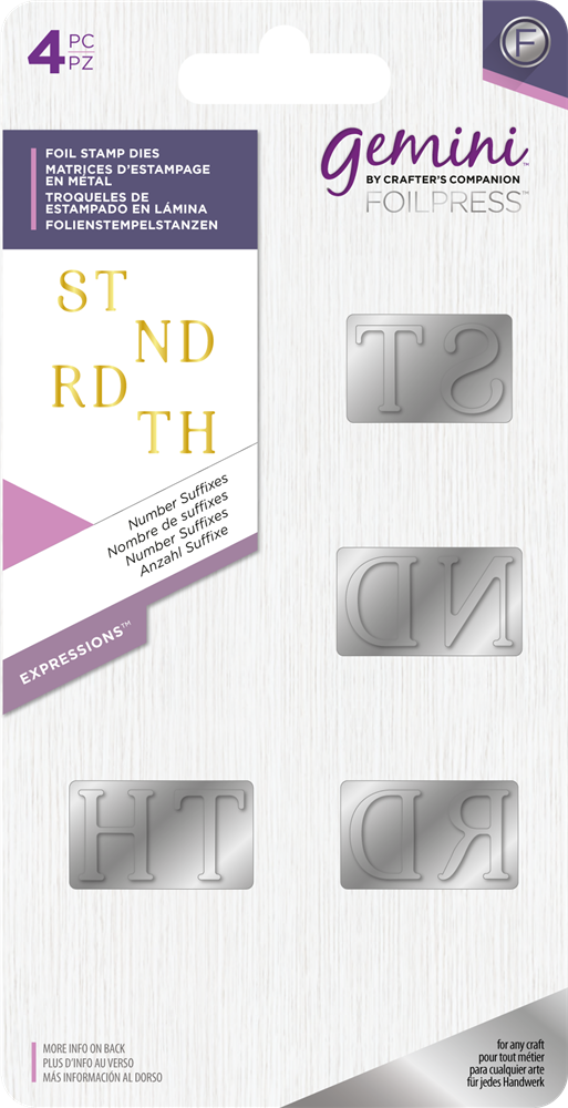 Gemini FOILPRESS Expressions Large Stamp and Die Set - Number Suffixes