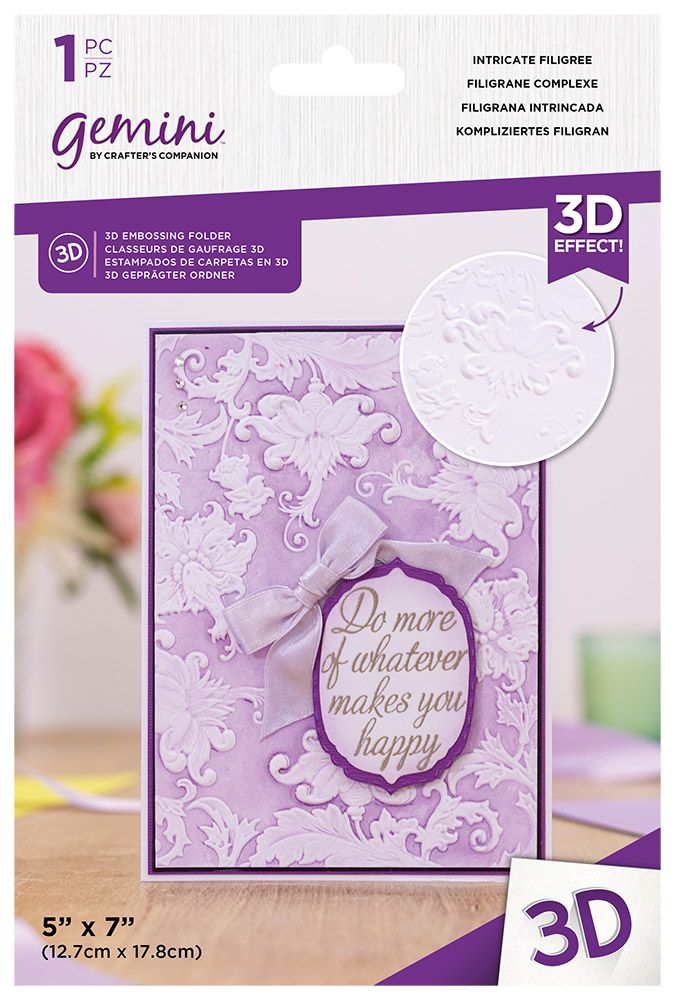 Gemini - 5" x 7" - 3D Embossing Folder - Intricate Filigree