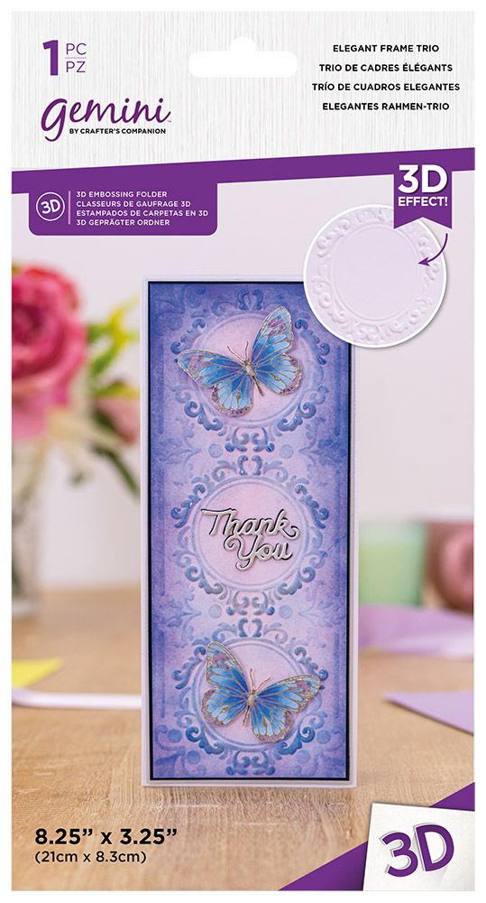 Gemini - 3.25"x8.25" - 3D Embossing Folder - Elegant Frame Trio