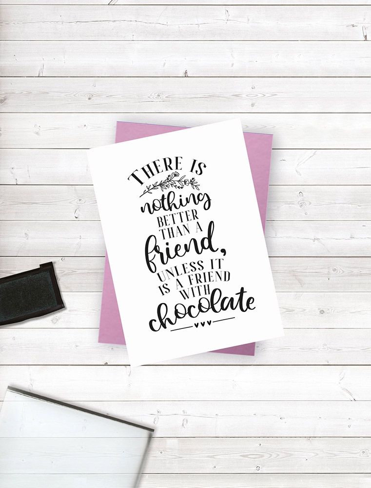 Crafters Companion Friends For Life Clear Acrylic Stamp - A friend with chocolate