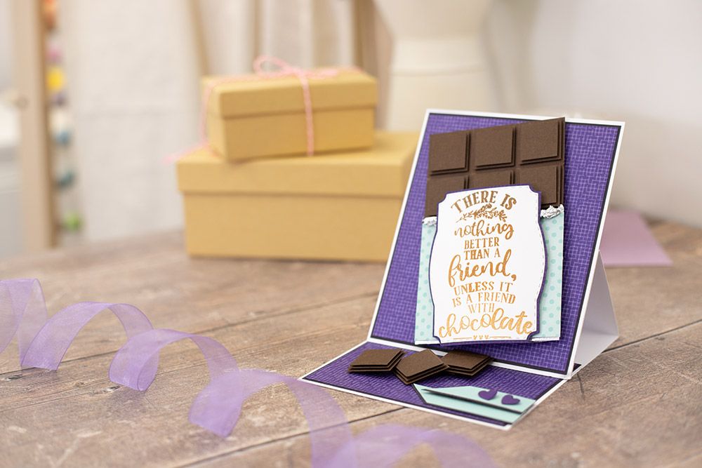 Crafters Companion Friends For Life Clear Acrylic Stamp - A friend with chocolate