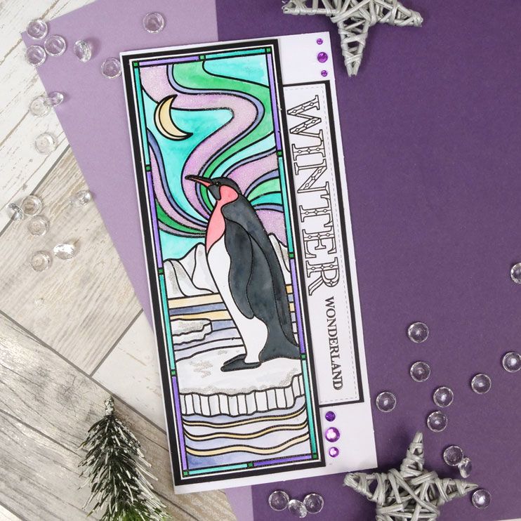 For the Love of Stamps - A Stained Glass Christmas - Icy Penguin