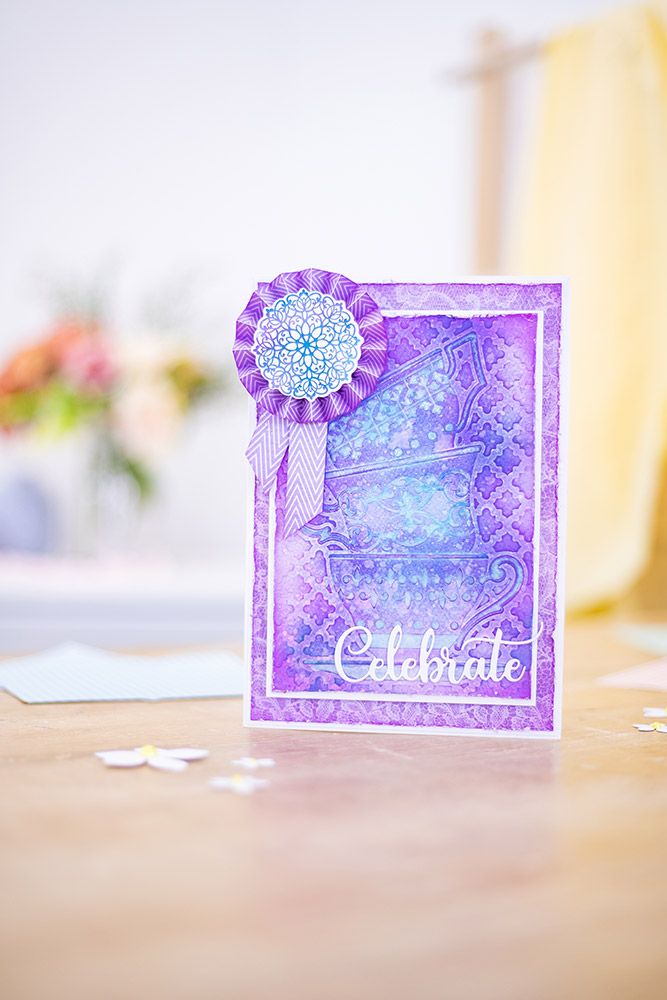 Sara Signature Garden Party 5x7 3D Embossing Folder - Towering Teacups