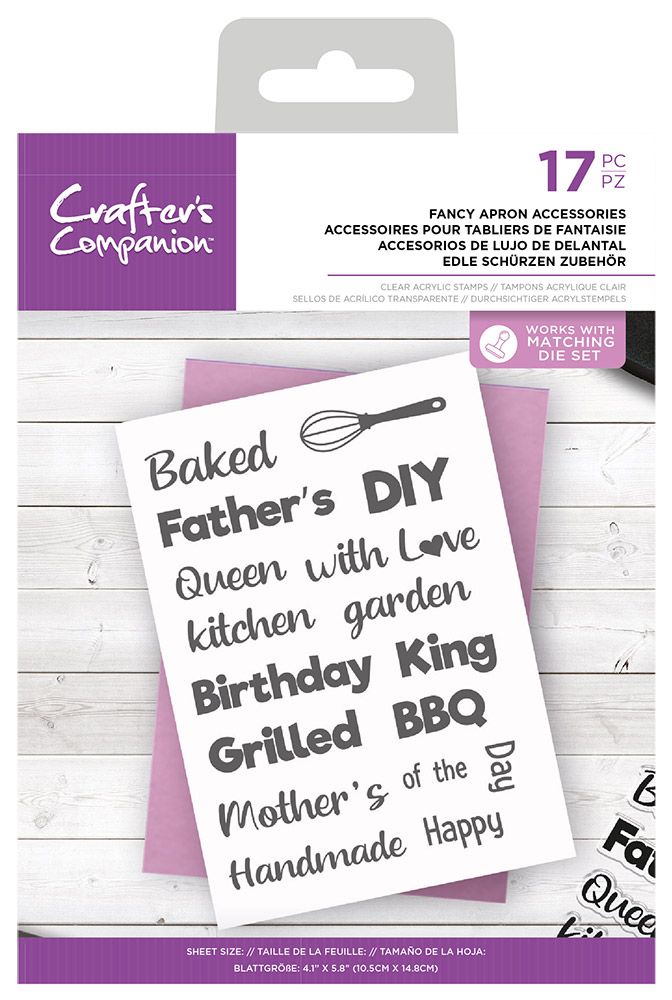 Crafter's Companion Clear Acrylic Stamps - Fancy Apron Accessories