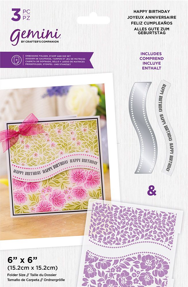 Gemini 6x6 Embossing Folder with Stamp & Die - Happy Birthday