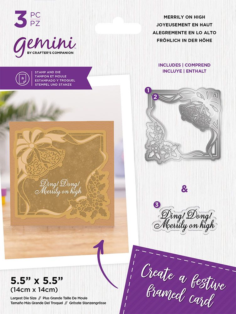 Gemini Christmas Frame Stamp and Die - Merrily on High