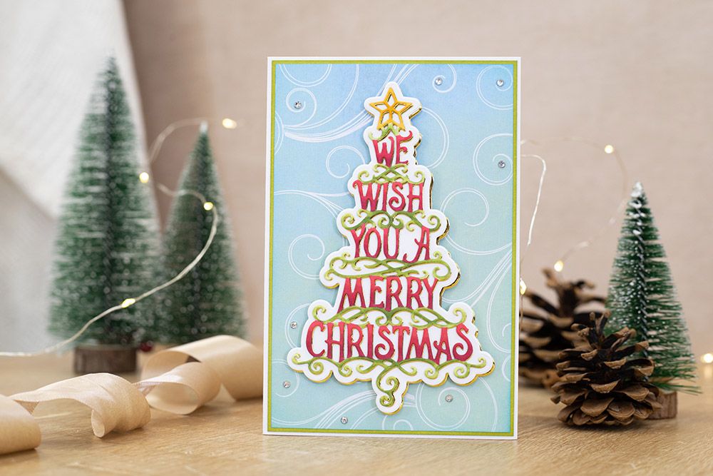 Gemini Expressions Intricate Christmas Sentiments Die - We Wish You A Merry Christmas