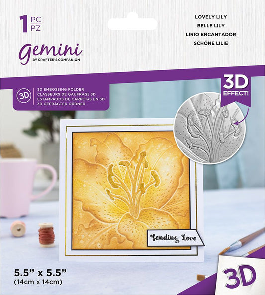 Gemini Macro 3D 5.5" x 5.5" Embossing Folder - Lovely Lily