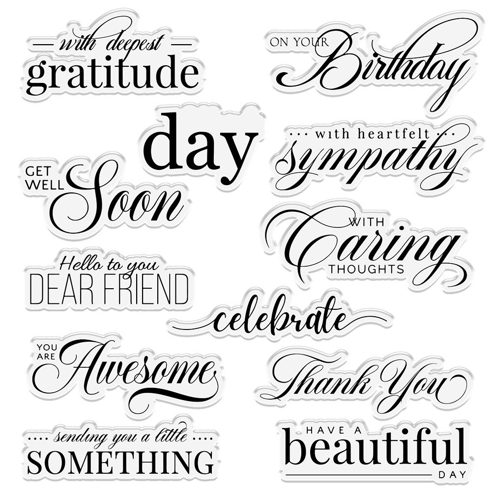 Nitwit Kindly Thoughts 6” x 6” Clear Acrylic Stamp Set - Heartfelt Sentiments