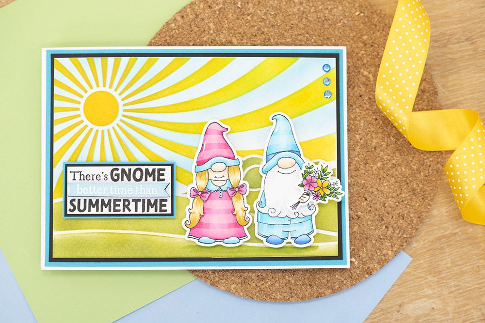Natures Garden - Garden Gnomes Embossing Folder and Stencils - Summer Scene