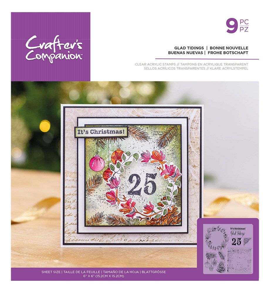 Crafters Companion - Clear Acrylic Stamp - Glad Tidings